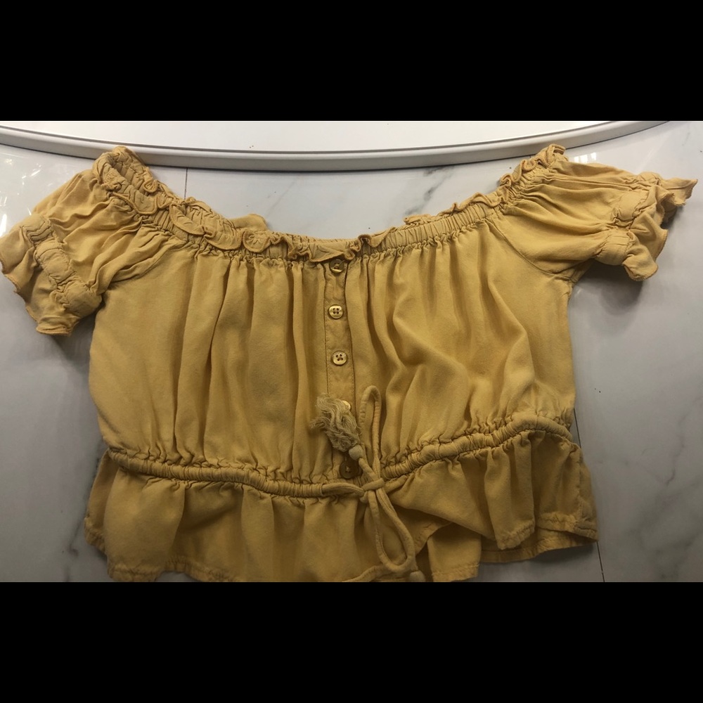 Yellow Off The Shoulder Shirt